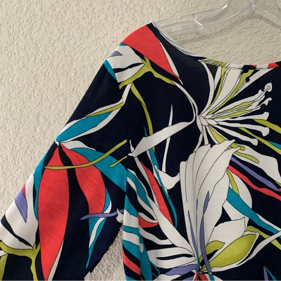 Clara Sun Woo Blouse Top Womens M Floral Asymmetrical Stretch Jersey - Picture 10 of 16